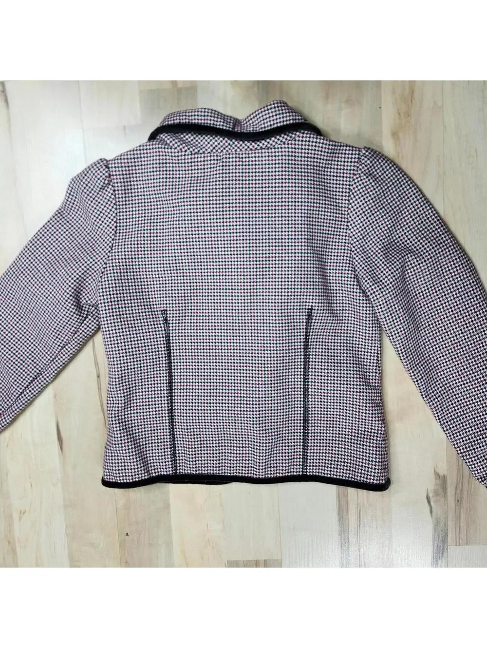 Gymboree Houndstooth Blazer Jacket Bow Pockets Black Trim Girl's Size 6